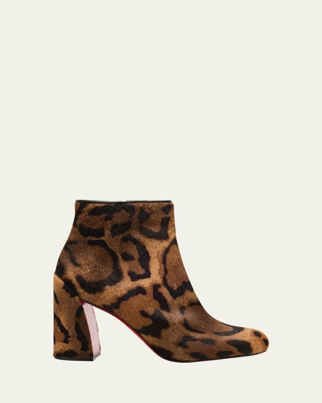Jane Leopard Calf Hair Red Sole Booties